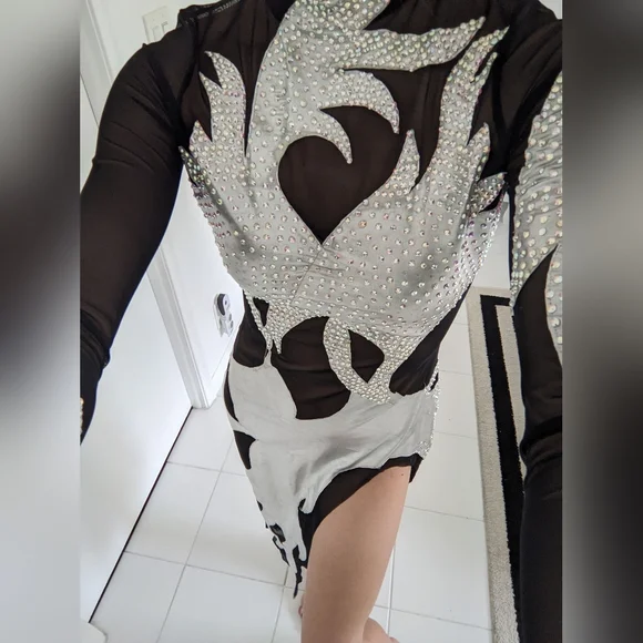 Black Latin Dance Dress - Picture 5 of 12